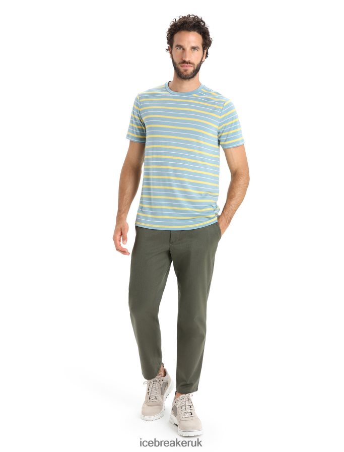 Icebreaker Men Merino Wave Short Sleeve Stripe T-Shirt Z04NXR19 Clothing Astral Blue/Summer - Image 3