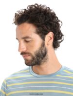 Icebreaker Men Merino Wave Short Sleeve Stripe T-Shirt Z04NXR19 Clothing Astral Blue/Summer - Image 4