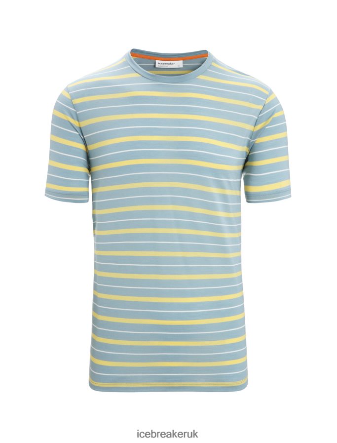 Icebreaker Men Merino Wave Short Sleeve Stripe T-Shirt Z04NXR19 Clothing Astral Blue/Summer - Image 6