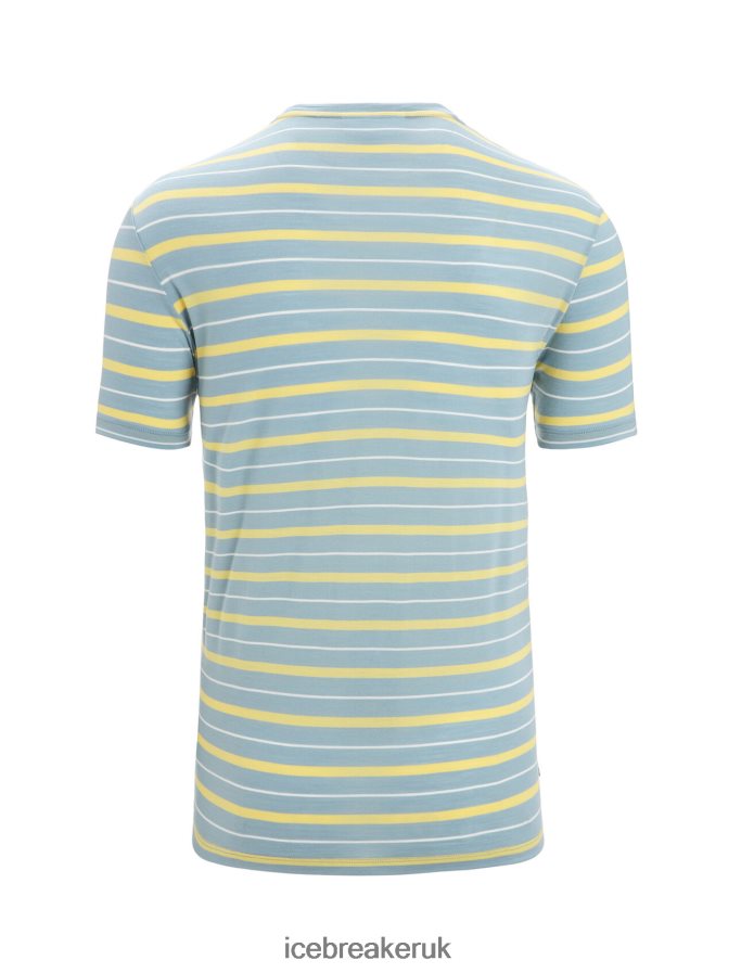 Icebreaker Men Merino Wave Short Sleeve Stripe T-Shirt Z04NXR19 Clothing Astral Blue/Summer - Image 7