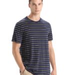 Icebreaker Men Merino Wave Short Sleeve Stripe T-Shirt Z04NXR21 Clothing Midnight Navy/Loden