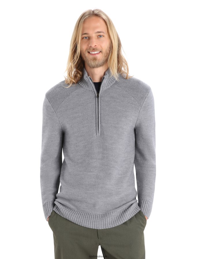 icebreaker_men_merino_waypoint_long_sleeve_half_zip_top_z04nxr417_clothing_gritstone_heather.jpg Icebreaker Men Merino Waypoint Long Sleeve Half Zip Top Z04NXR417 Clothing Gritstone Heather - Image 1
