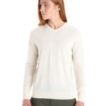 Icebreaker Men Merino Wilcox Long Sleeve V Neck Sweater Z04NXR226 Clothing Chalk