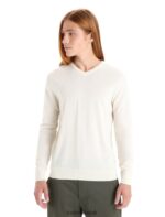 Icebreaker Men Merino Wilcox Long Sleeve V Neck Sweater Z04NXR226 Clothing Chalk