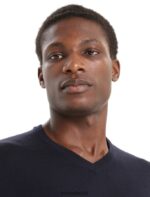 Icebreaker Men Merino Wilcox Long Sleeve V Neck Sweater Z04NXR227 Clothing Midnight Navy - Image 4