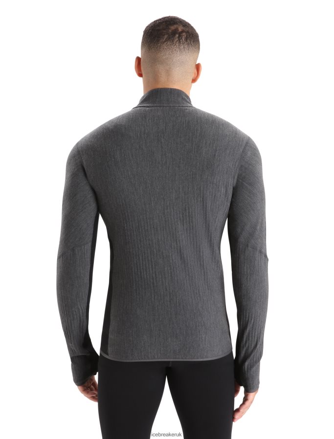 Icebreaker Men RealFleece Merino Descender Long Sleeve Zip Jacket Z04NXR225 Clothing Jet Heather/Black - Image 2
