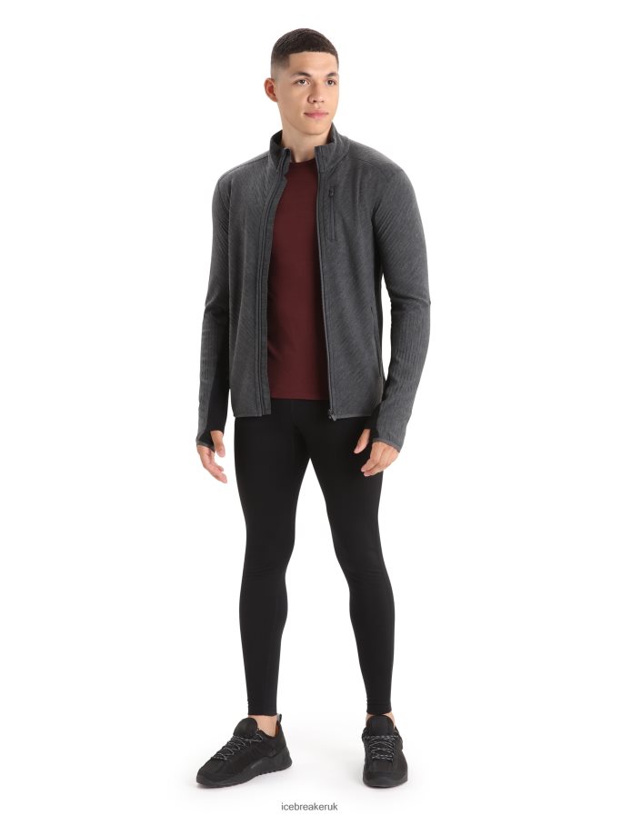 Icebreaker Men RealFleece Merino Descender Long Sleeve Zip Jacket Z04NXR225 Clothing Jet Heather/Black - Image 3