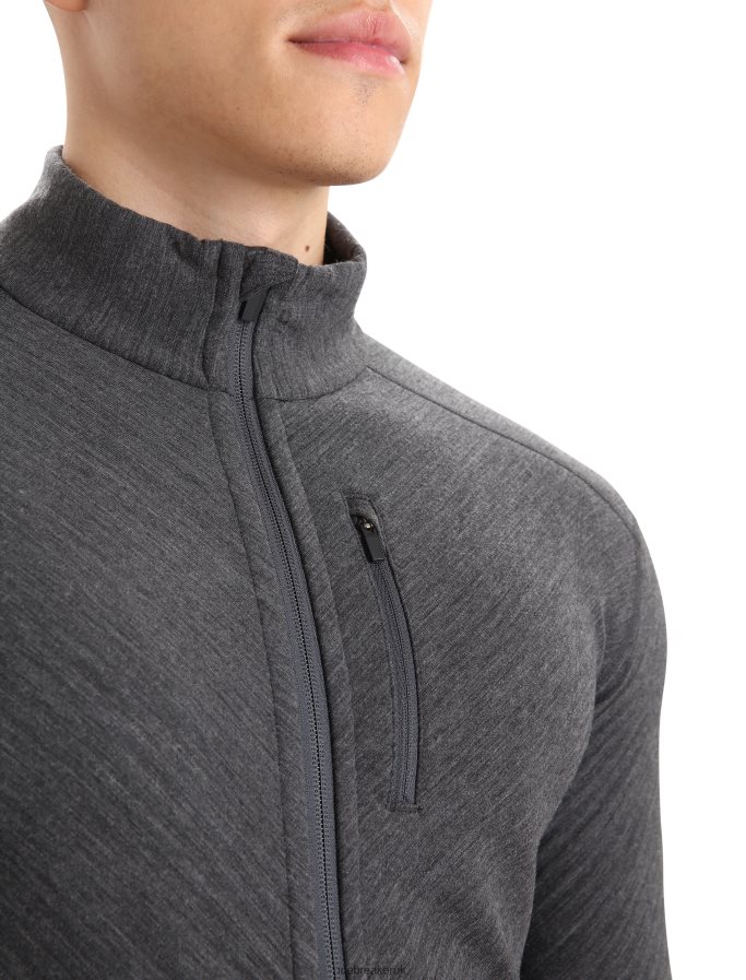 Icebreaker Men RealFleece Merino Descender Long Sleeve Zip Jacket Z04NXR225 Clothing Jet Heather/Black - Image 4