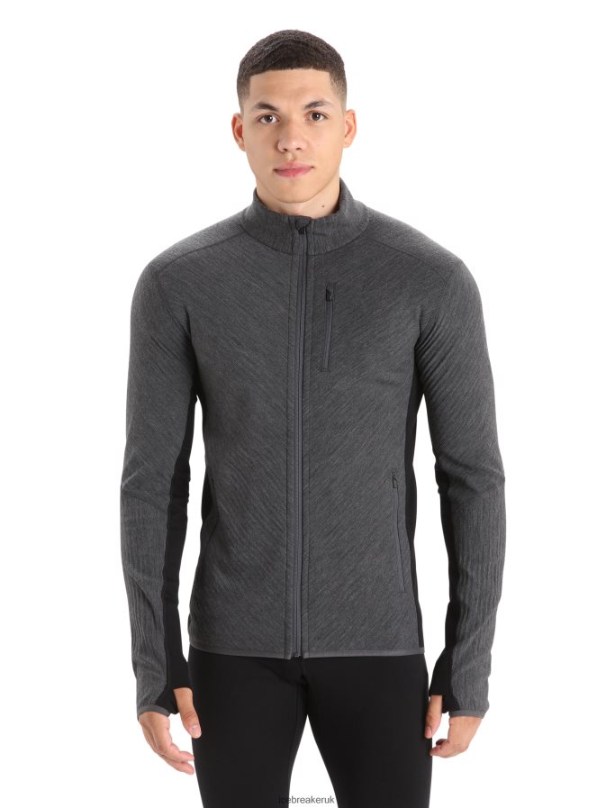 icebreaker_men_realfleece_merino_descender_long_sleeve_zip_jacket_z04nxr225_clothing_jet_heather_black.jpg Icebreaker Men RealFleece Merino Descender Long Sleeve Zip Jacket Z04NXR225 Clothing Jet Heather/Black - Image 1