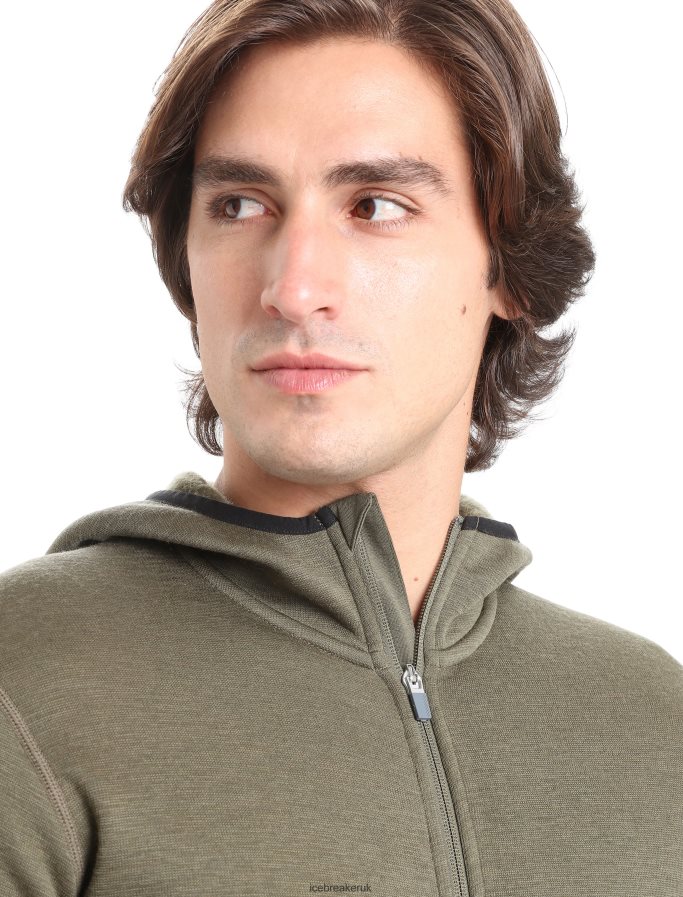 Icebreaker Men RealFleece Merino Elemental Long Sleeve Zip Hood Jacket Z04NXR439 Clothing Loden - Image 4
