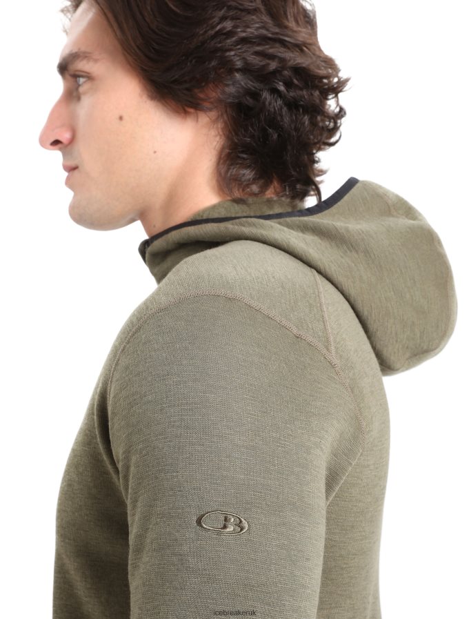 Icebreaker Men RealFleece Merino Elemental Long Sleeve Zip Hood Jacket Z04NXR439 Clothing Loden - Image 5