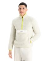 Icebreaker Men RealFleece Merino High Pile Long Sleeve Half Zip Jacket Z04NXR371 Clothing Ecru Heather/Shine