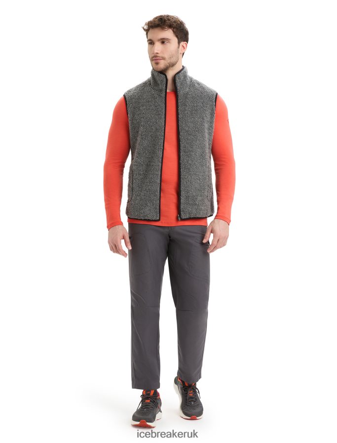 Icebreaker Men RealFleece Merino High Pile Vest Z04NXR235 Clothing Gritstone Heather/Black - Image 3