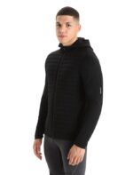 Icebreaker Men ZoneKnit Merino Insulated Long Sleeve Zip Hoodie Z04NXR228 Clothing Black