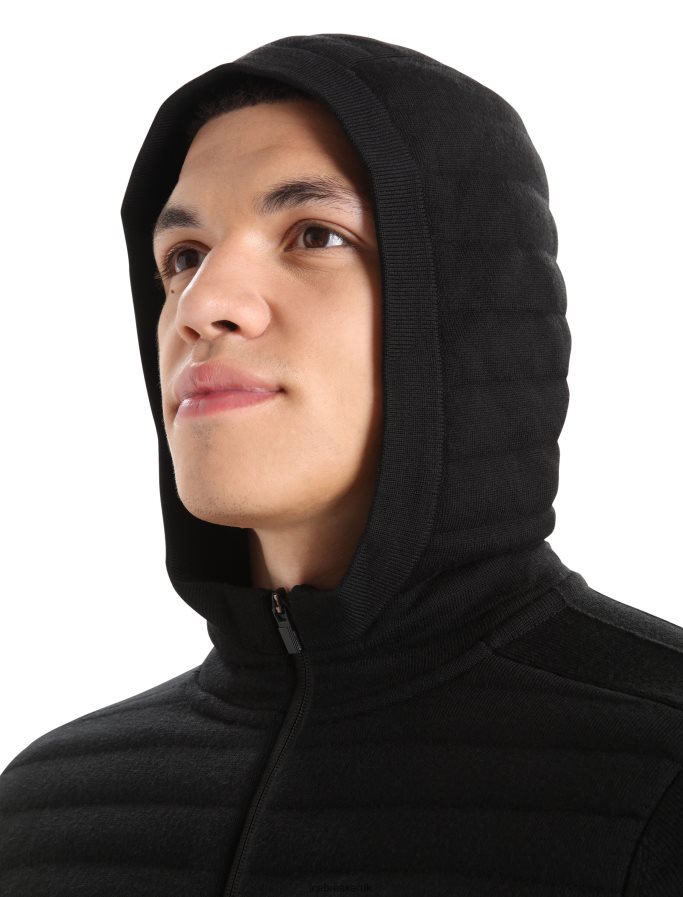 Icebreaker Men ZoneKnit Merino Insulated Long Sleeve Zip Hoodie Z04NXR228 Clothing Black - Image 4