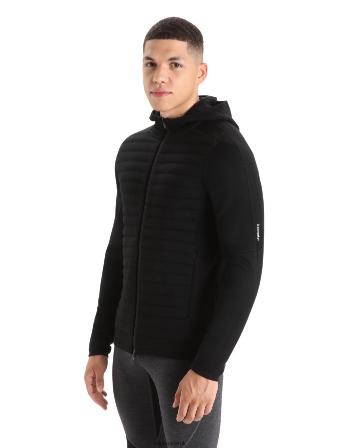 Icebreaker Men ZoneKnit Merino Insulated Long Sleeve Zip Hoodie Z04NXR228 Clothing Black - Image 1