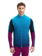 Icebreaker Men ZoneKnit Merino Insulated Vest Into the Deep Z04NXR240 Clothing Geo Blue/Royal Navy