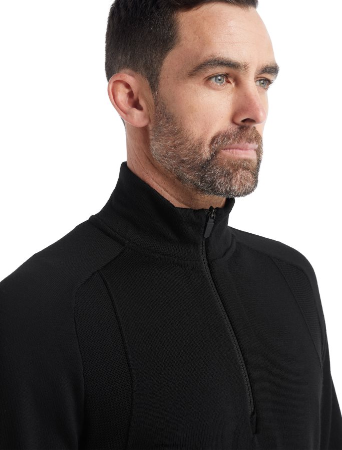 Icebreaker Men ZoneKnit Merino Long Sleeve Half Zip Z04NXR231 Clothing Black - Image 4