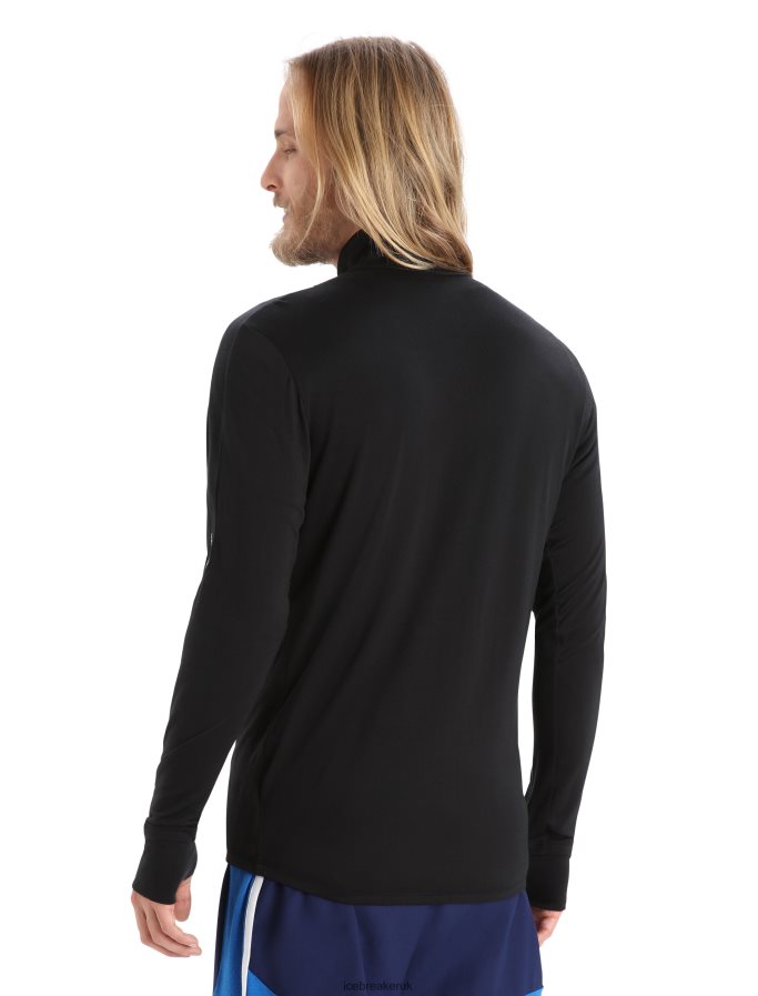 Icebreaker Men ZoneKnit Merino Long Sleeve Zip Top Z04NXR229 Clothing Black - Image 2