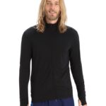 Icebreaker Men ZoneKnit Merino Long Sleeve Zip Top Z04NXR229 Clothing Black