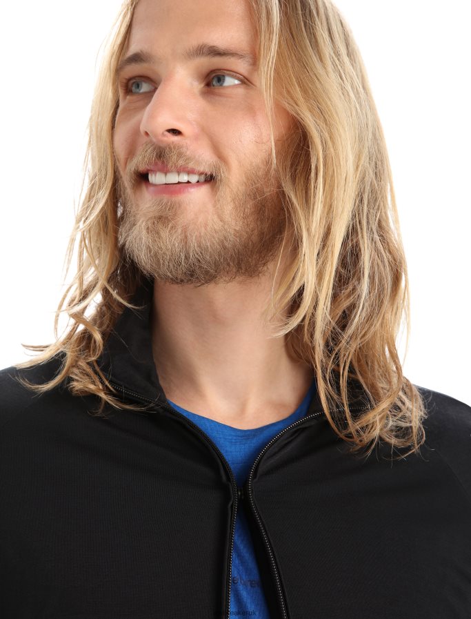Icebreaker Men ZoneKnit Merino Long Sleeve Zip Top Z04NXR229 Clothing Black - Image 5