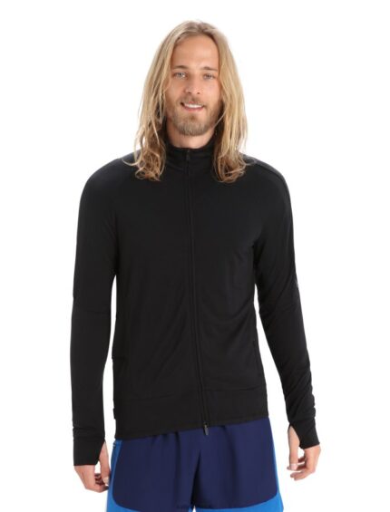 Icebreaker Men ZoneKnit Merino Long Sleeve Zip Top Z04NXR229 Clothing Black