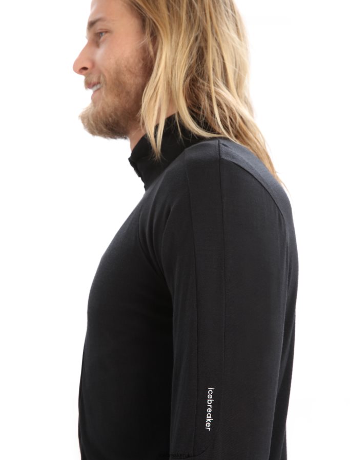Icebreaker Men ZoneKnit Merino Long Sleeve Zip Top Z04NXR229 Clothing Black - Image 6