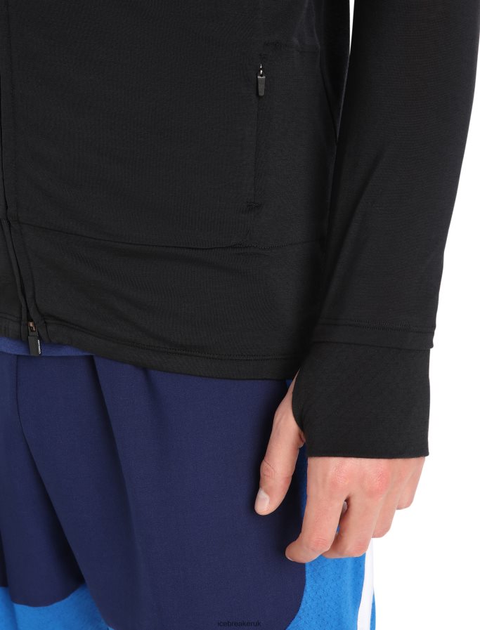 Icebreaker Men ZoneKnit Merino Long Sleeve Zip Top Z04NXR229 Clothing Black - Image 8