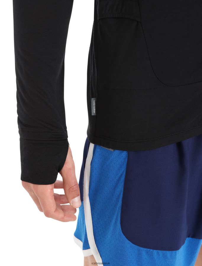 Icebreaker Men ZoneKnit Merino Long Sleeve Zip Top Z04NXR229 Clothing Black - Image 9