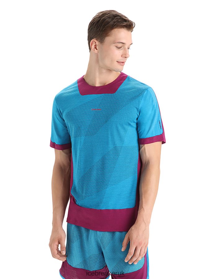 Icebreaker Men ZoneKnit Merino Short Sleeve T-Shirt Geodetic Z04NXR63 Clothing Geo Blue/Go Berry - Image 1