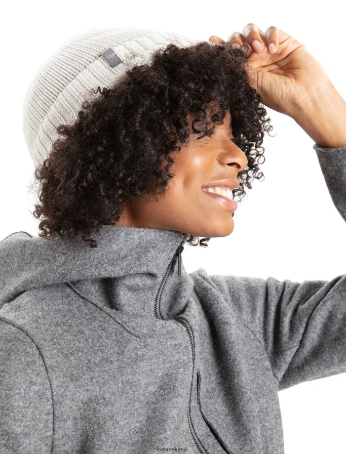 Icebreaker Unisex Merino Vela Cuff Beanie Z04NXR463 Accessories Ecru Heather - Image 3