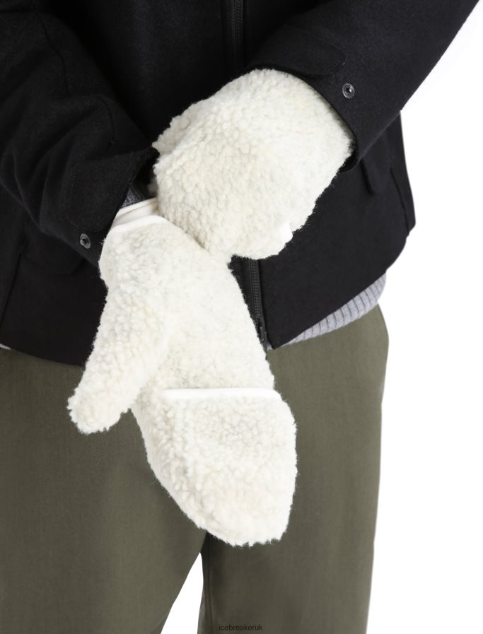Icebreaker Unisex RealFleece Merino High Pile Mittens Z04NXR305 Clothing Ecru Heather - Image 2