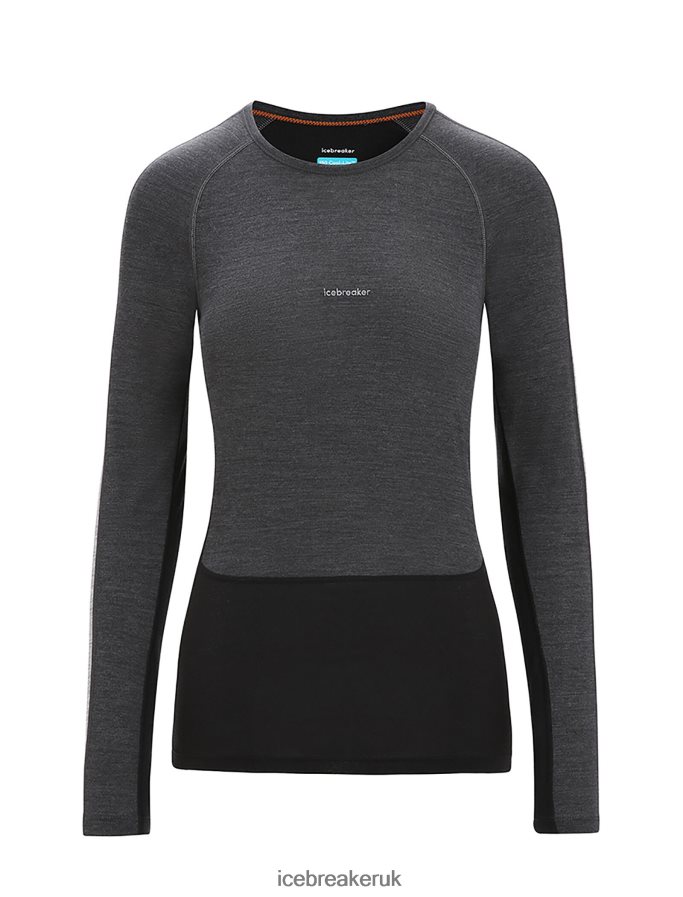 Icebreaker Women 125 ZoneKnit Merino Long Sleeve Crewe Thermal Top Z04NXR590 Clothing Jet Heather/Black - Image 7