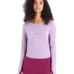 Icebreaker Women 125 ZoneKnit Merino Long Sleeve Crewe Thermal Top Z04NXR591 Clothing Purple Gaze/Go Berry