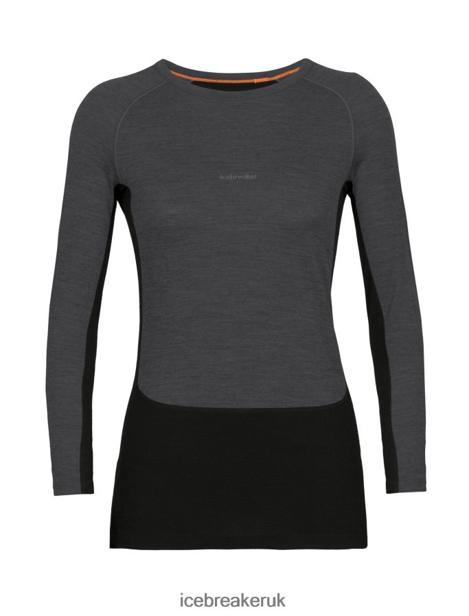 Icebreaker Women 200 ZoneKnit Merino Long Sleeve Crewe Thermal Top Z04NXR580 Clothing Jet Heather/Black - Image 6