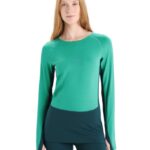 Icebreaker Women 200 ZoneKnit Merino Long Sleeve Crewe Thermal Top Z04NXR581 Clothing Fresh/Green Glory