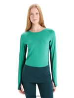 Icebreaker Women 200 ZoneKnit Merino Long Sleeve Crewe Thermal Top Z04NXR581 Clothing Fresh/Green Glory