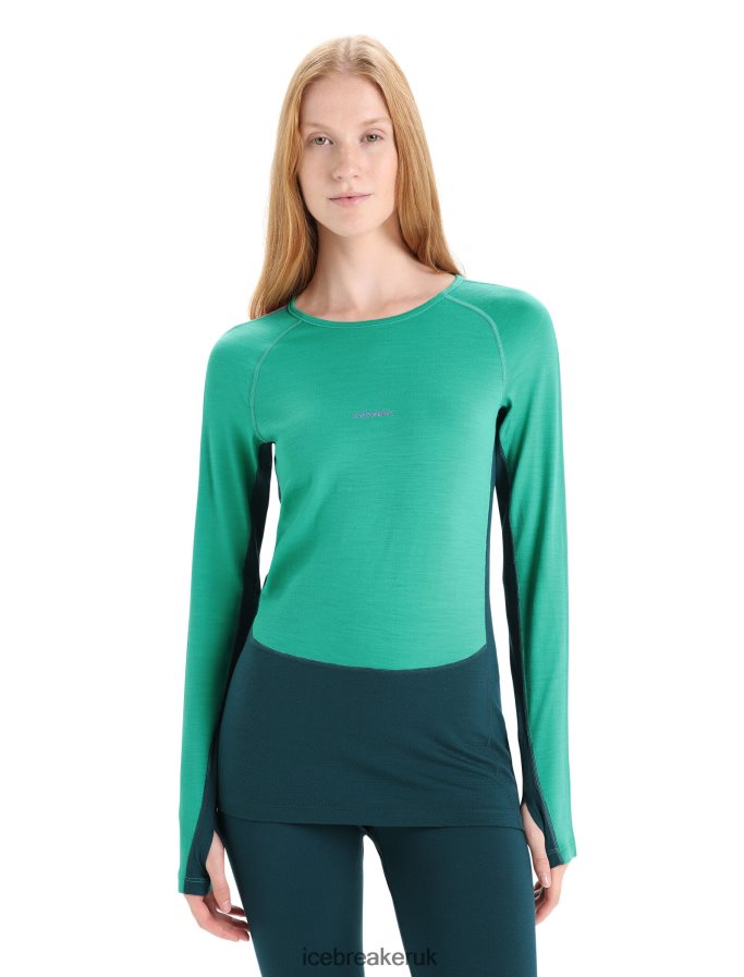 Icebreaker Women 200 ZoneKnit Merino Long Sleeve Crewe Thermal Top Z04NXR581 Clothing Fresh/Green Glory - Image 1