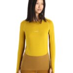 Icebreaker Women 200 ZoneKnit Merino Long Sleeve Crewe Thermal Top Z04NXR877 Clothing Silent Gold/Clove