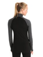 Icebreaker Women 260 ZoneKnit Merino Long Sleeve Half Zip Thermal Top Z04NXR596 Clothing Jet Heather/Black - Image 2