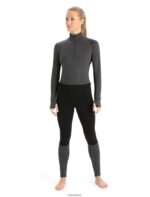 Icebreaker Women 260 ZoneKnit Merino Long Sleeve Half Zip Thermal Top Z04NXR596 Clothing Jet Heather/Black - Image 3