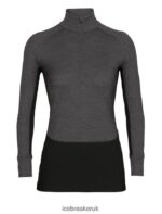 Icebreaker Women 260 ZoneKnit Merino Long Sleeve Half Zip Thermal Top Z04NXR596 Clothing Jet Heather/Black - Image 8