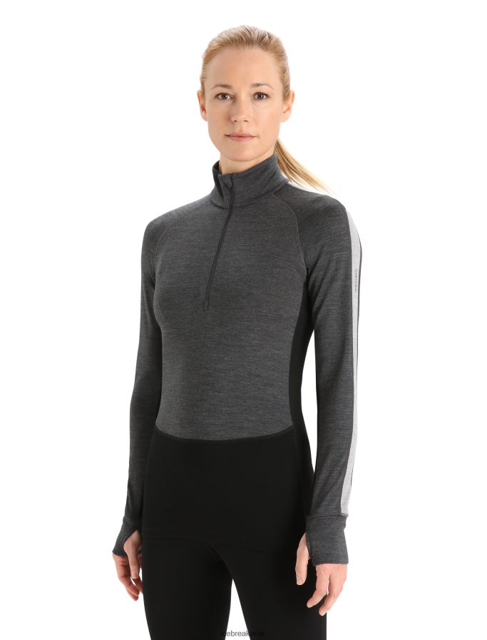 icebreaker_women_260_zoneknit_merino_long_sleeve_half_zip_thermal_top_z04nxr596_clothing_jet_heather_black.jpg Icebreaker Women 260 ZoneKnit Merino Long Sleeve Half Zip Thermal Top Z04NXR596 Clothing Jet Heather/Black - Image 1
