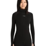 Icebreaker Women 300 MerinoFine Long Sleeve Roll Neck Thermal Top Z04NXR586 Clothing Black