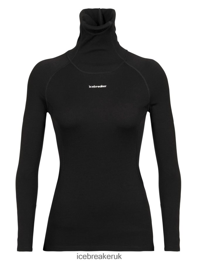 Icebreaker Women 300 MerinoFine Long Sleeve Roll Neck Thermal Top Z04NXR586 Clothing Black - Image 5