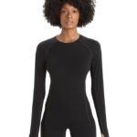 Icebreaker Women BodyfitZone Merino 150 Zone Long Sleeve Crewe Thermal Top Z04NXR794 Clothing Black