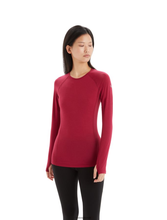 icebreaker_women_bodyfitzone_merino_150_zone_long_sleeve_crewe_thermal_top_z04nxr795_clothing_cherry.jpg Icebreaker Women BodyfitZone Merino 150 Zone Long Sleeve Crewe Thermal Top Z04NXR795 Clothing Cherry - Image 1