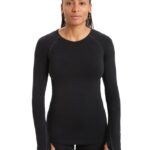 Icebreaker Women BodyfitZone Merino 200 Zone Thermal Long Sleeve Crewe Top Z04NXR862 Clothing Black
