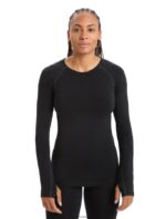 Icebreaker Women BodyfitZone Merino 200 Zone Thermal Long Sleeve Crewe Top Z04NXR862 Clothing Black