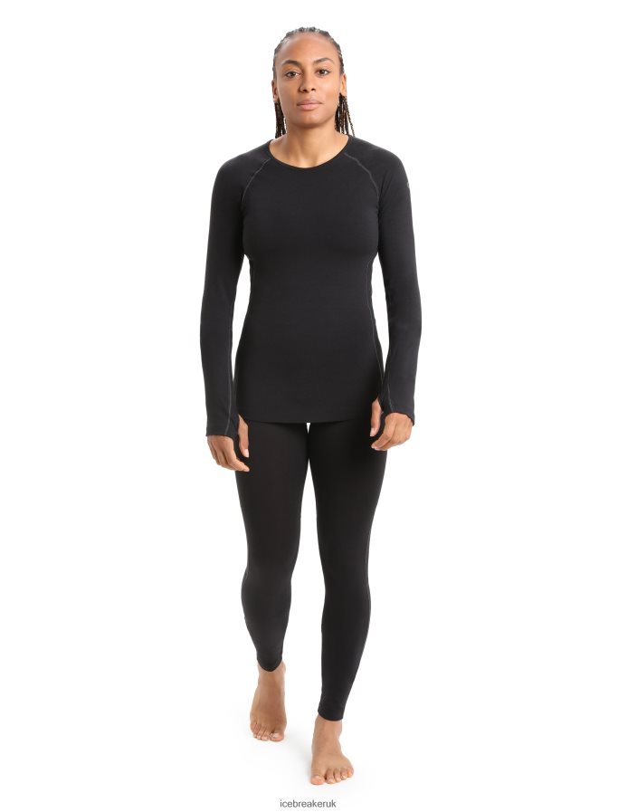Icebreaker Women BodyfitZone Merino 200 Zone Thermal Long Sleeve Crewe Top Z04NXR862 Clothing Black - Image 3